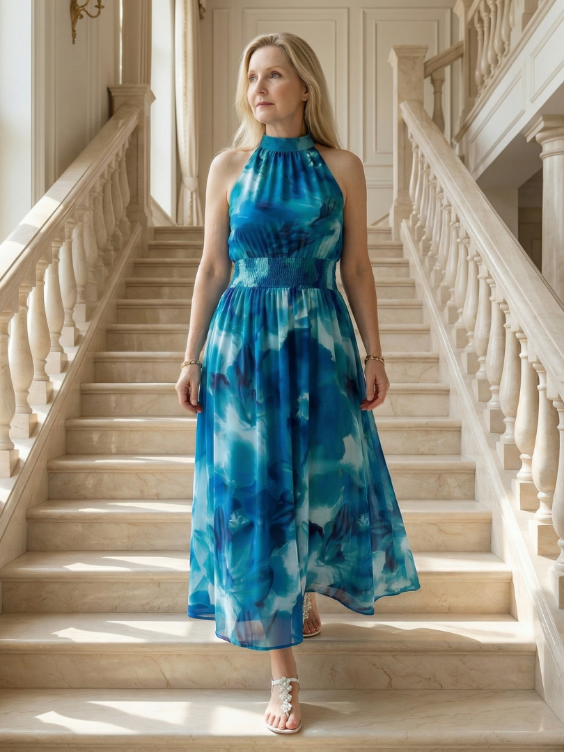 Sylin | Vestido Midi con Cuello Halter