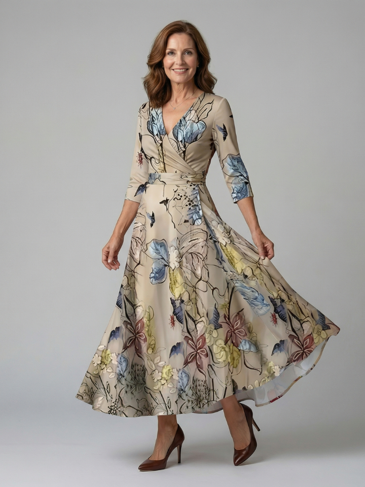 Celine | Vestido Midi Cruzado con Escote