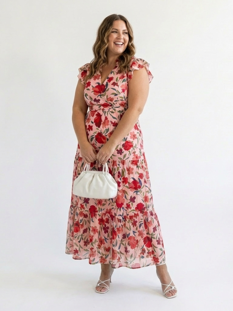Lila | Vestido Midi de Volantes con Estampado Floral