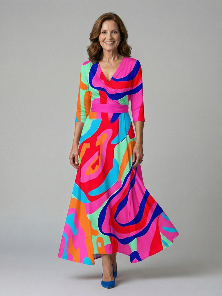 Celine | Vestido Midi Cruzado con Escote