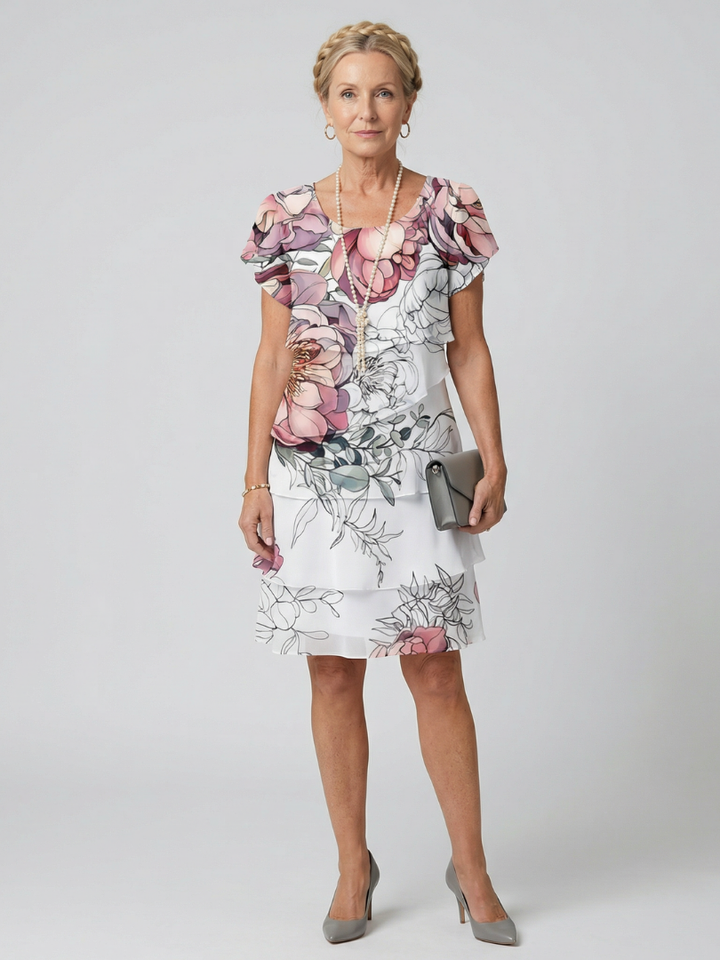 Kualani | Vestido Floral Limpio hasta la Rodilla