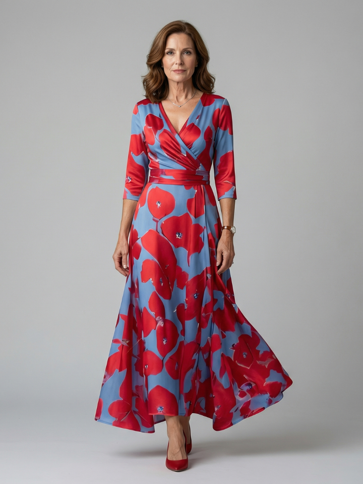 Celine | Vestido Midi Cruzado con Escote