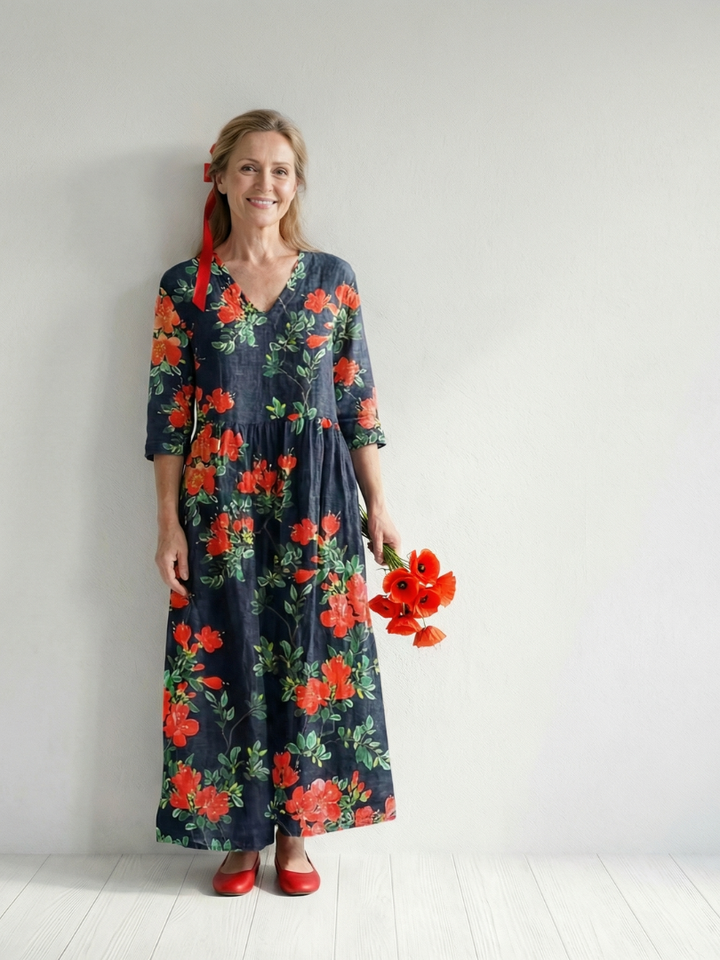 Cyrus | Vestido Midi Floral con Caída Suave