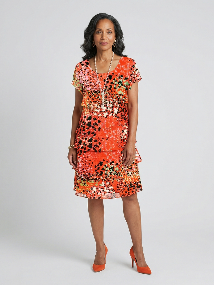 Evania | Vestido de Longitud a la Rodilla con Estampado de Manchas
