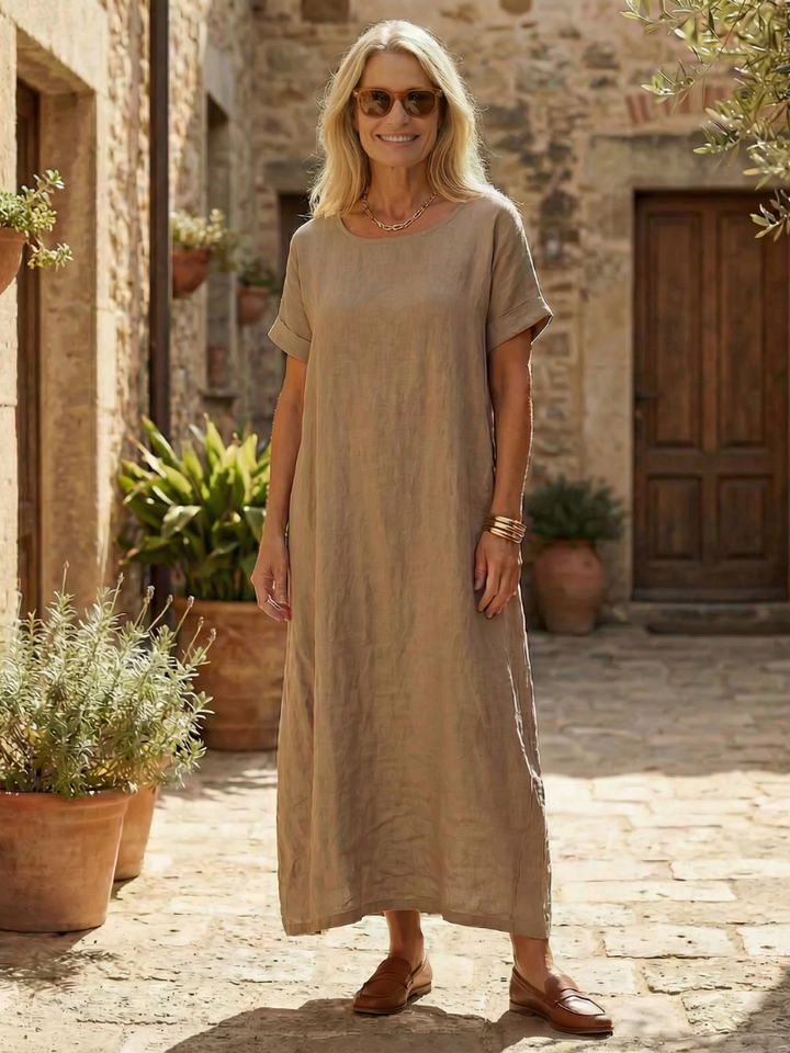 Rosaline | Vestido de Día de Lino Simple