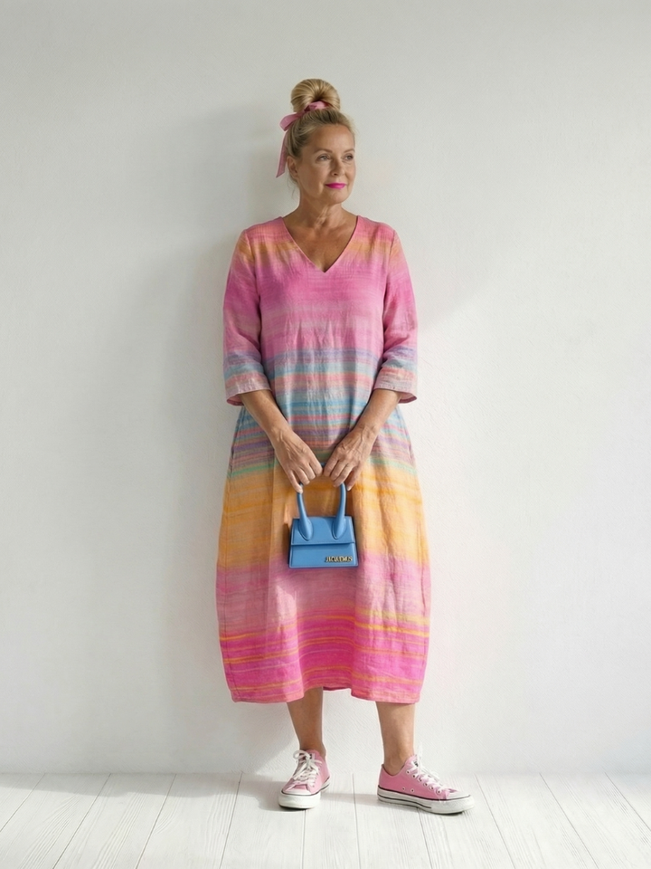 Blake | Vestido Midi de Rayas con Gradiente de Confort