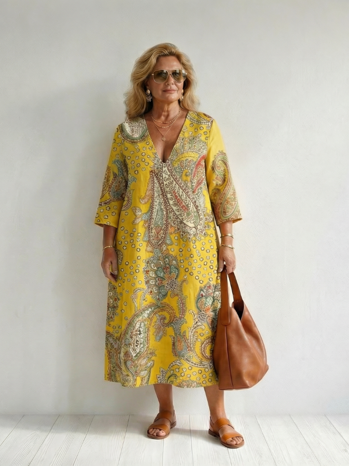 Rowan | Vestido Midi Paisley Suave