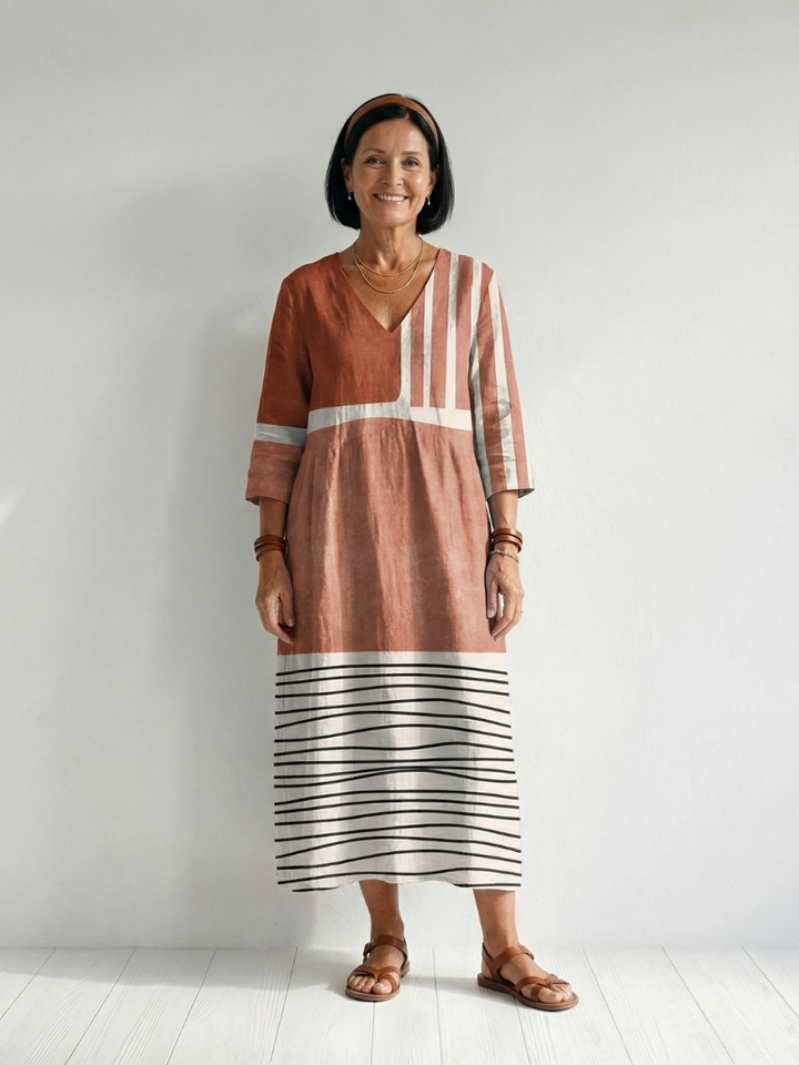 Remy | Vestido Midi de Rayas Mixtas