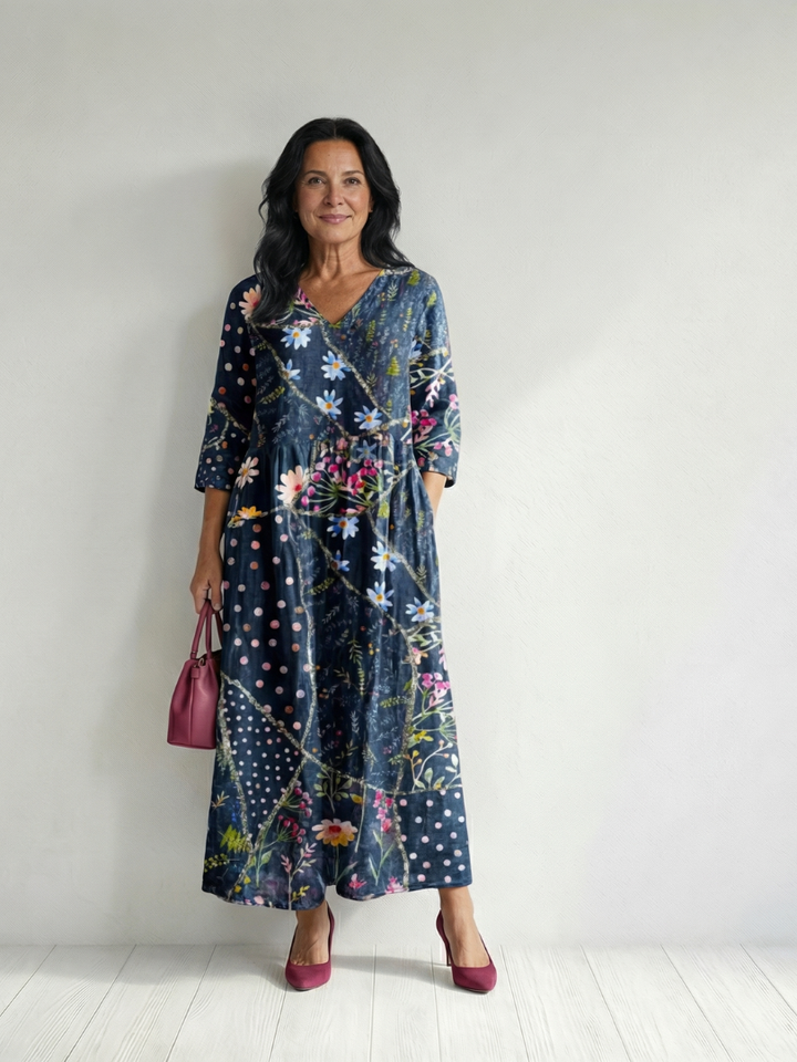 Zane | Vestido Midi Floral de Reunión Fácil
