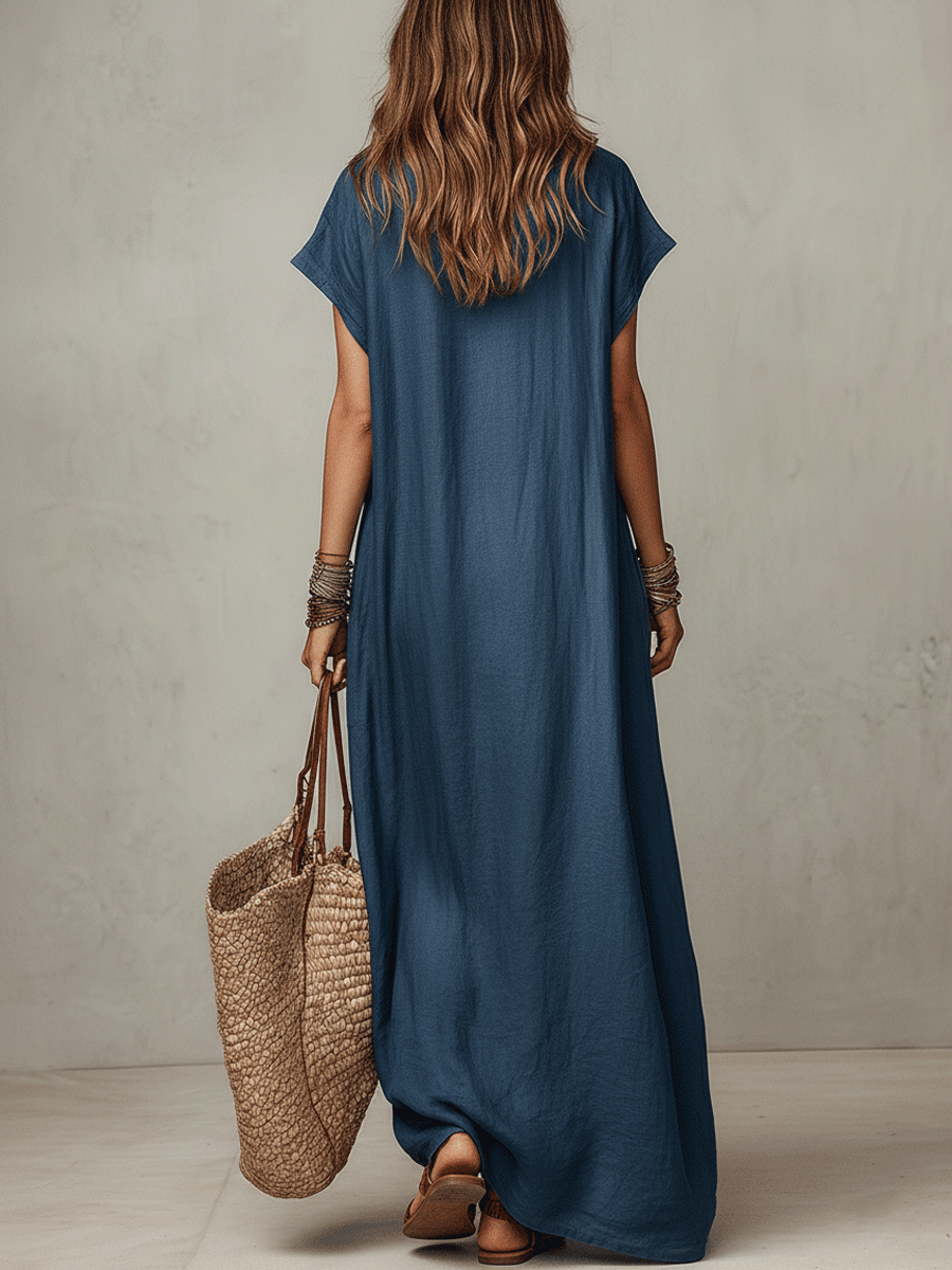 Vestido largo bohemio fluido y relajado de estilo natural