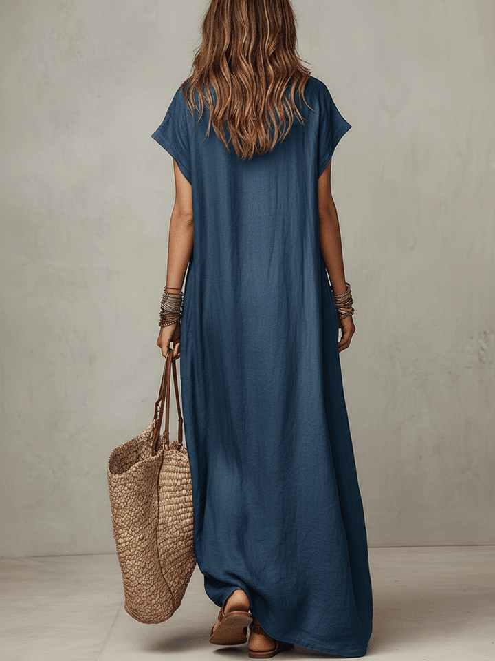 Vestido largo bohemio fluido y relajado de estilo natural