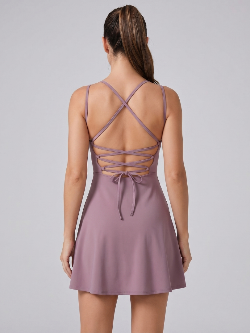 Quinn | Vestido de Tenis Acampanado con Escote en V