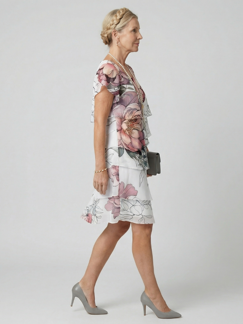 Kualani | Vestido Floral Limpio hasta la Rodilla