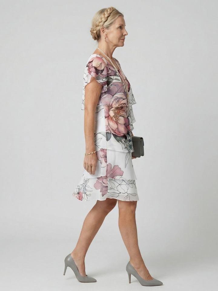 Kualani | Vestido Floral Limpio hasta la Rodilla