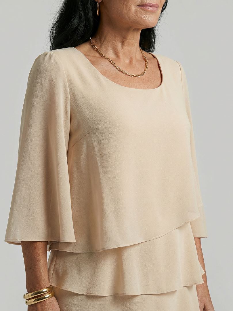 Della | Vestido de Manga Acampanada y Largo hasta la Rodilla