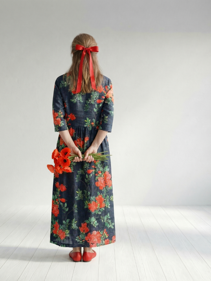 Cyrus | Vestido Midi Floral con Caída Suave