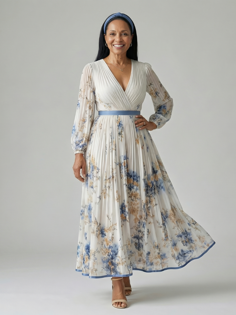 Rielle | Vestido Midi Con Pliegues