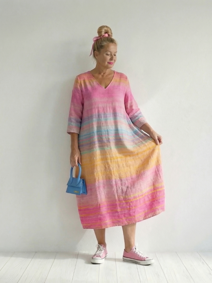 Blake | Vestido Midi de Rayas con Gradiente de Confort
