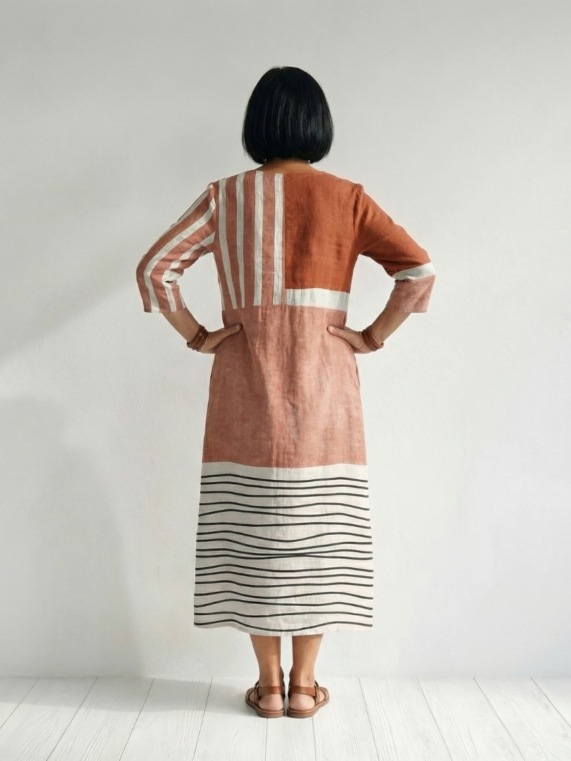 Remy | Vestido Midi de Rayas Mixtas