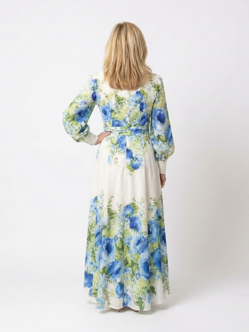 Harper | Vestido Maxi de Manga Larga con Botones y Estampado Floral