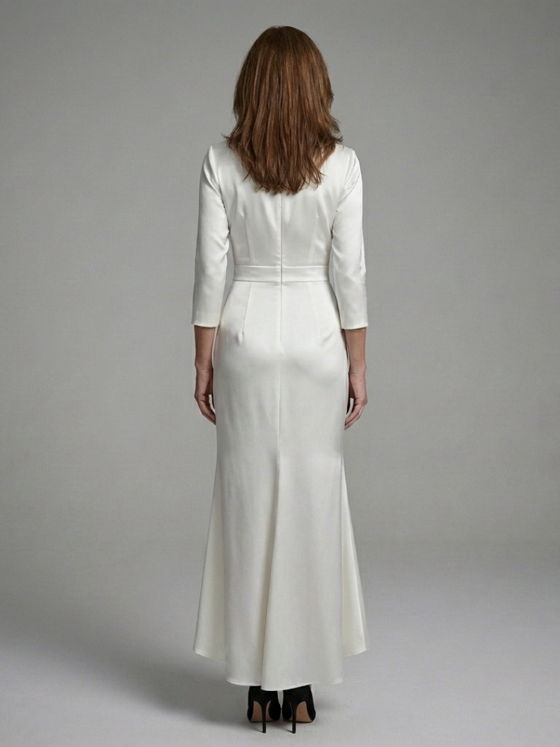Celestina | Vestido Midi Cruzado de Manga Larga con Larga Baja