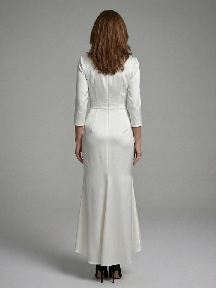 Celestina | Vestido Midi Cruzado de Manga Larga con Larga Baja