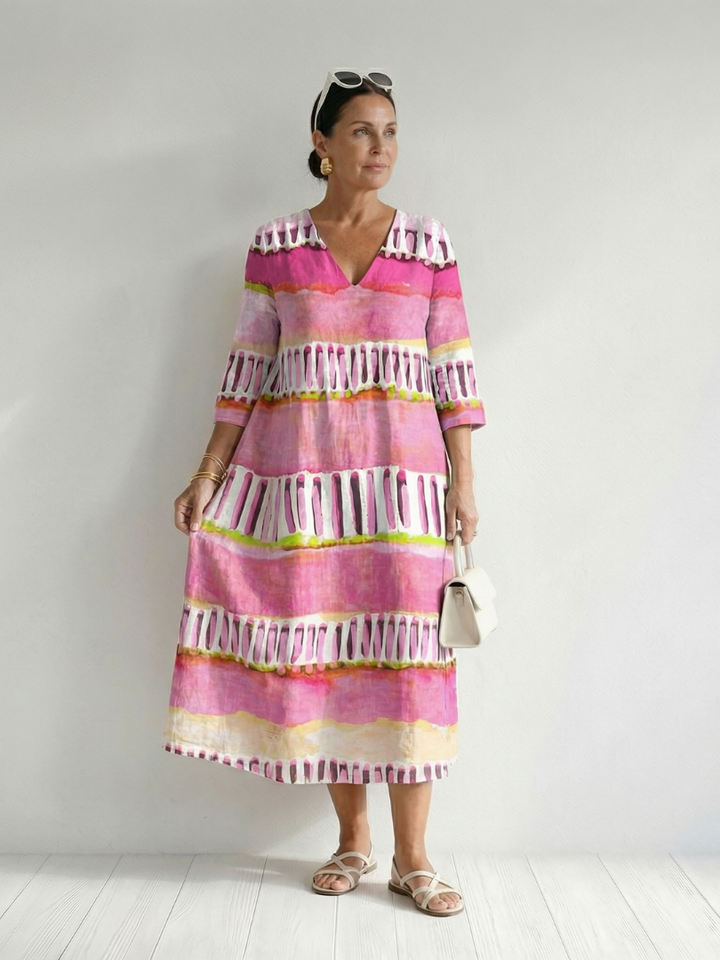 Calla | Vestido Midi con Rayas de Flujo Fácil