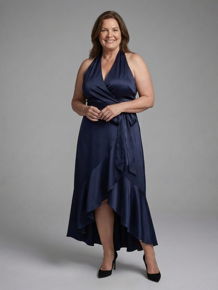 Briony | Vestido Alto-Bajo con Tiras Halter