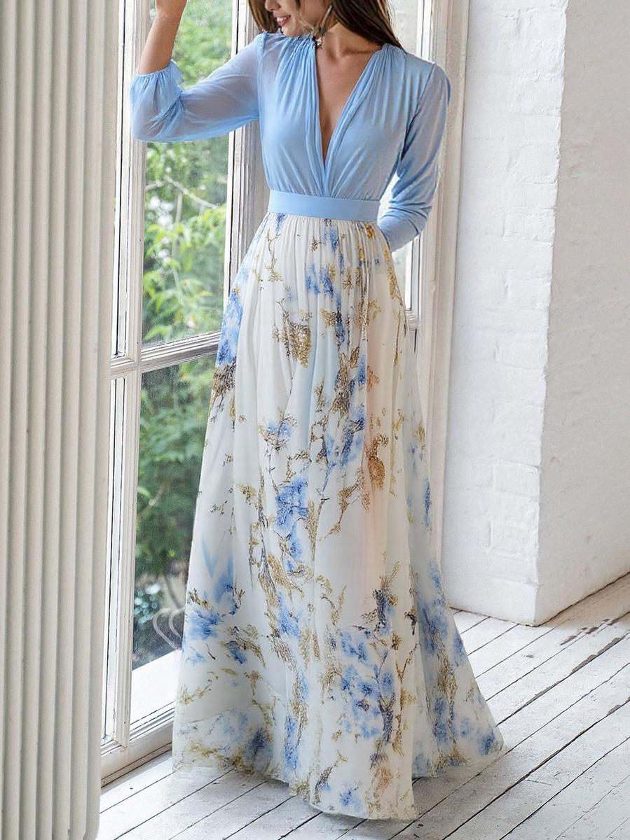 Elanthea | Vestido Maxi Floral con Cuerpo Transparente