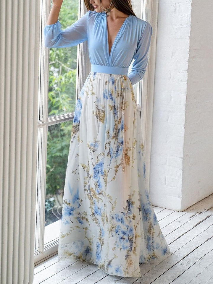 Elanthea | Vestido Maxi Floral con Cuerpo Transparente