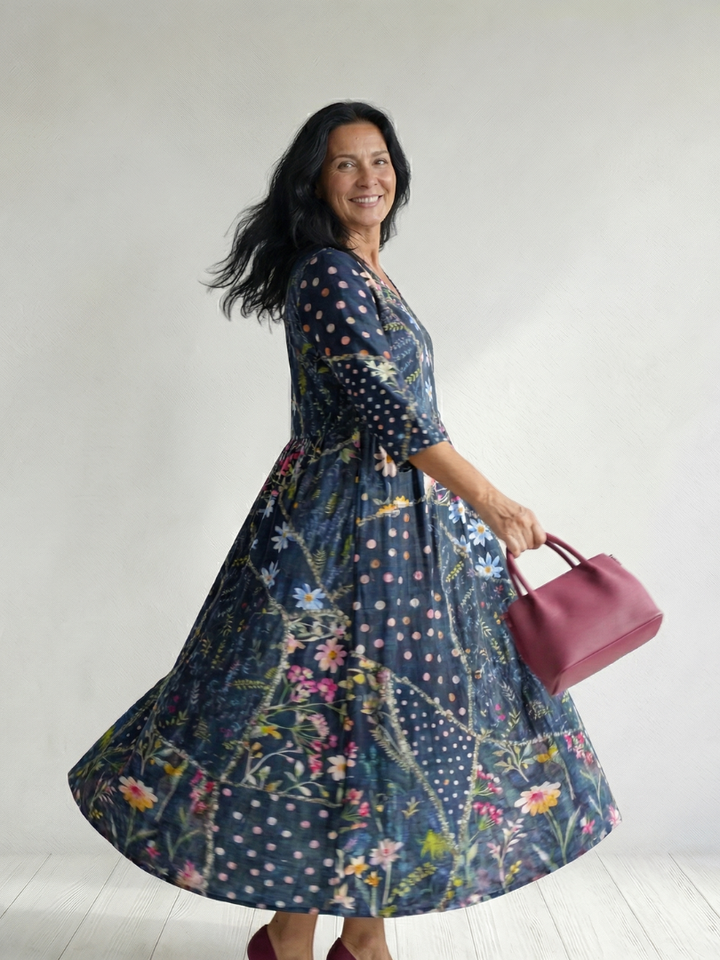 Zane | Vestido Midi Floral de Reunión Fácil