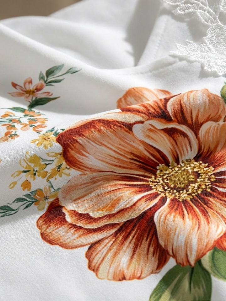 Camila | Vestido Midi A-Line Floral con Hombros Descubiertos