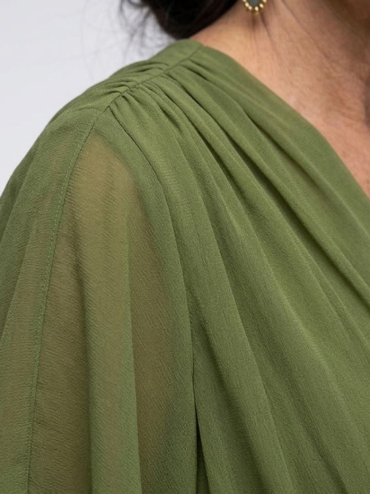 Elysia | Vestido Midi con Escote en V y Cintura Ajustable