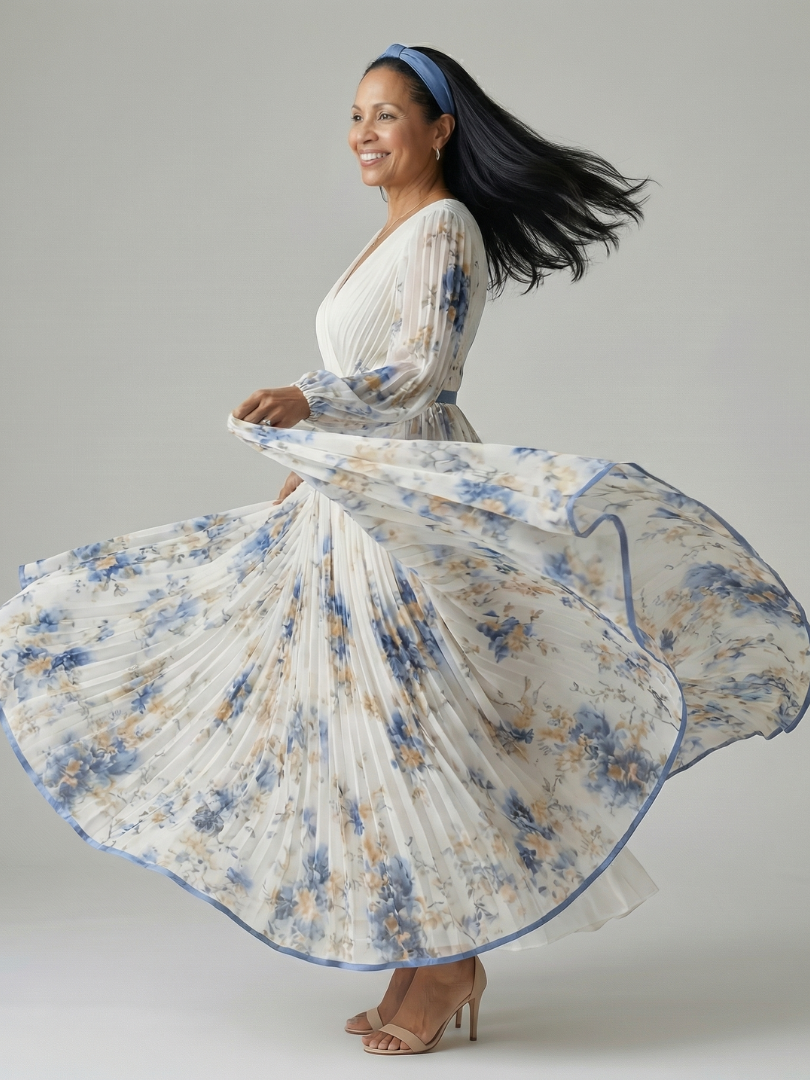 Rielle | Vestido Midi Con Pliegues