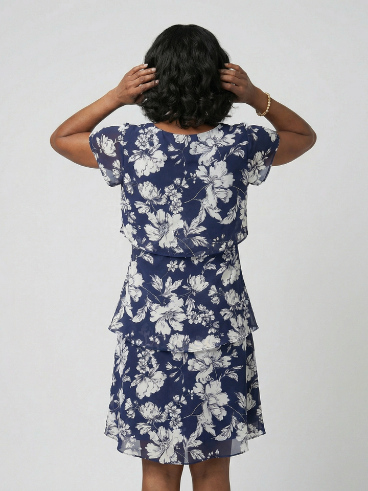 Thea | Vestido Floral Sutil de Largo a la Rodilla