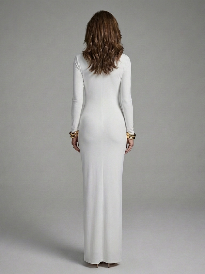 Jessamine | Vestido Maxi de Cuello Alto con Corte en las Mangas Largas