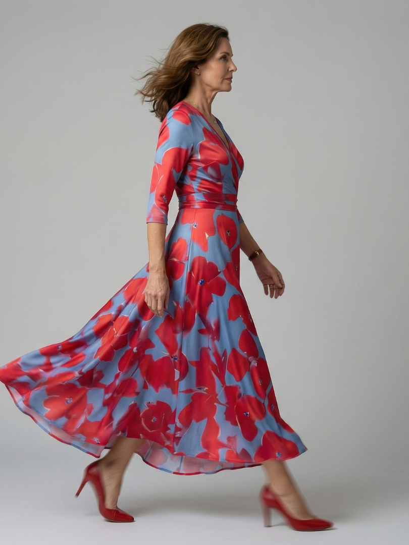Celine | Vestido Midi Cruzado con Escote