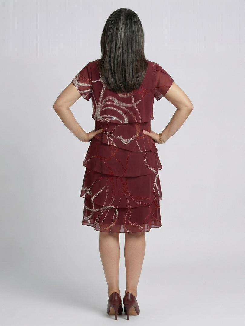 Alani | Vestido Abstracto Compuesto de Largo a la Rodilla