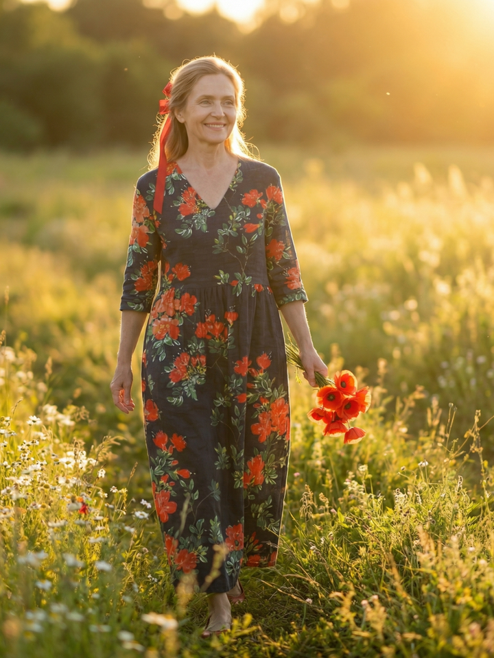 Cyrus | Vestido Midi Floral con Caída Suave