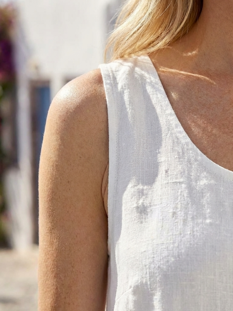 Ismera | Vestido midi relajado sin mangas con cuello redondo