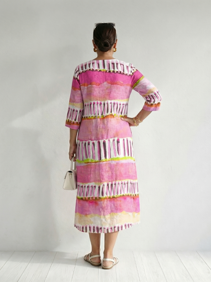 Calla | Vestido Midi con Rayas de Flujo Fácil