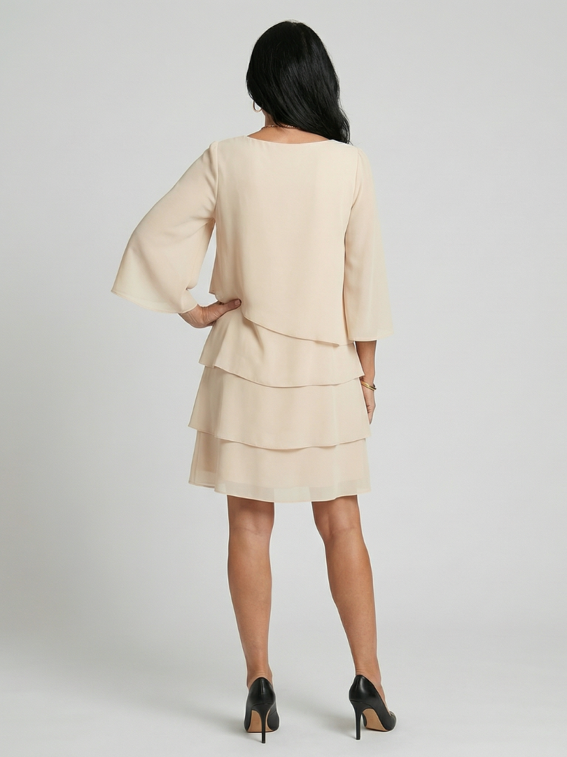 Della | Vestido de Manga Acampanada y Largo hasta la Rodilla