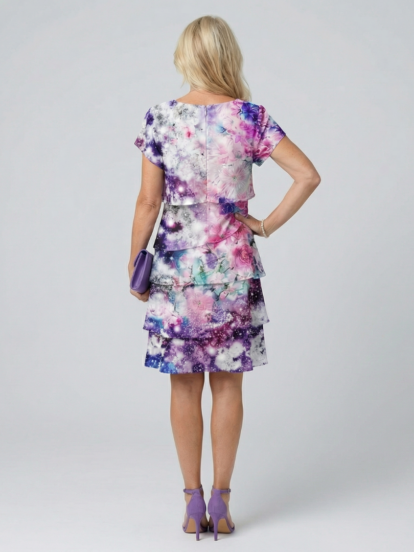 Zaya | Vestido de Longitud a la Rodilla con Floración Ligera