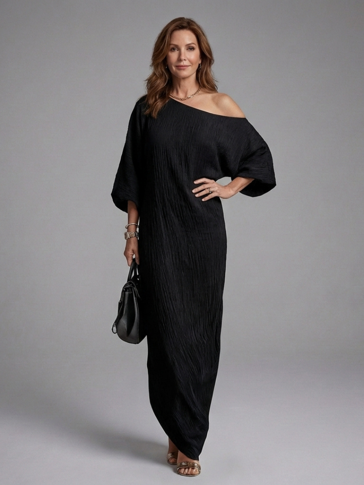 Blythe | Vestido Maxi Drapado de Un Hombro