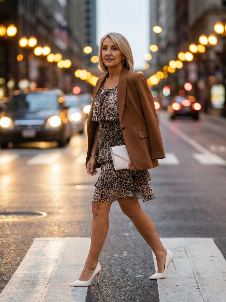 Briar | Vestido de Longitud de Rodilla con Estampado Animal