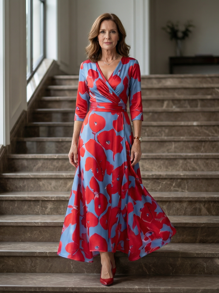 Celine | Vestido Midi Cruzado con Escote