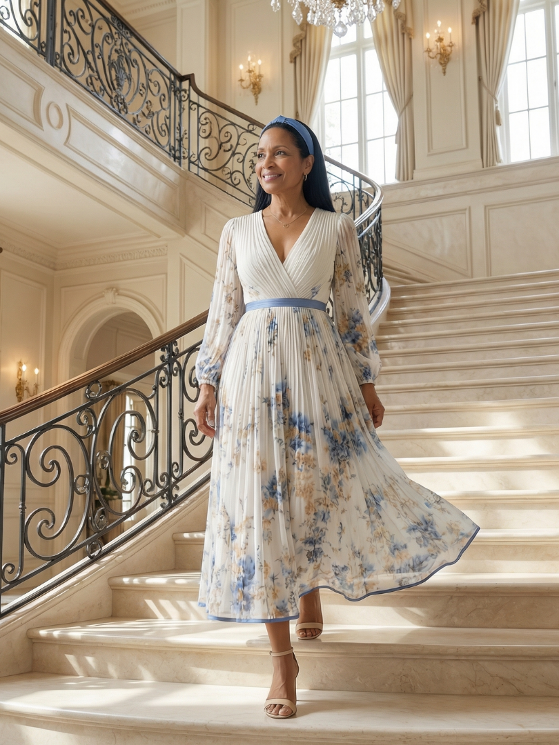 Rielle | Vestido Midi Con Pliegues