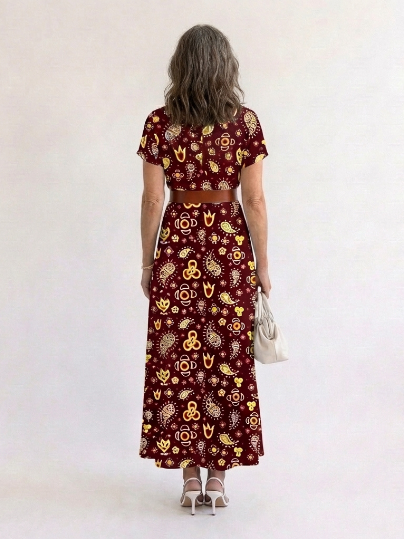 Lyra | Elegante vestido midi con estampado floral y escote en V