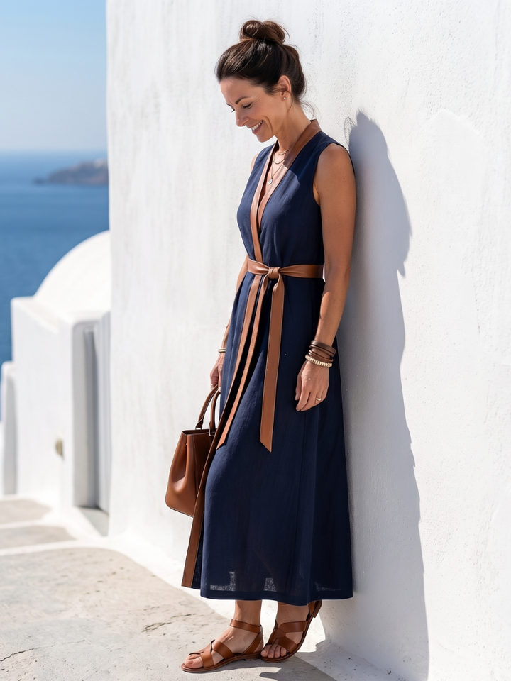 Myra | Vestido Midi de Línea en Contraste
