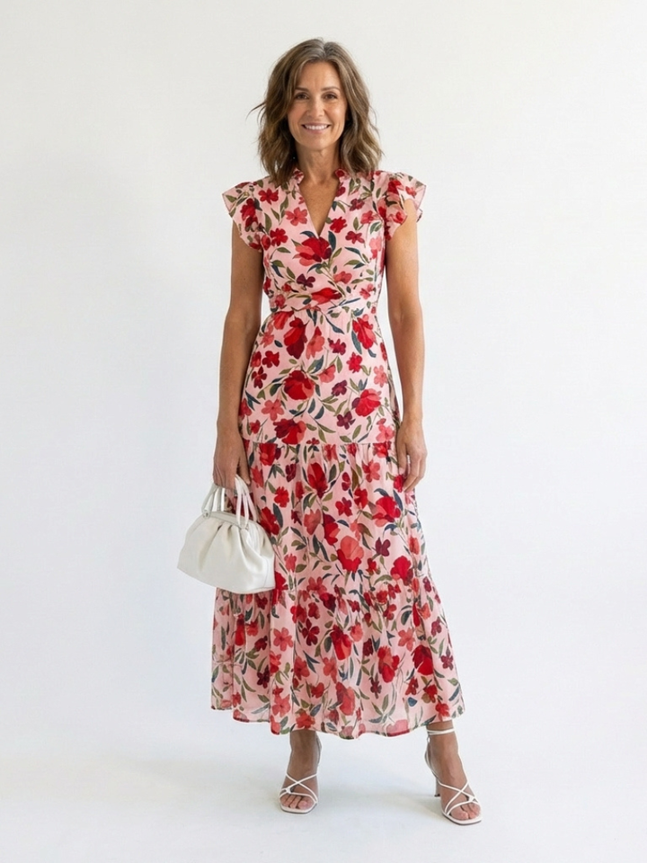 Lila | Vestido Midi de Volantes con Estampado Floral